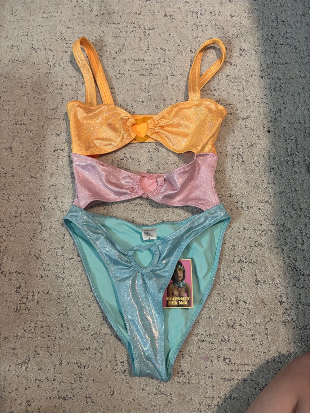 Strawberry Milk Mob Shimmery Orange Pink Blue One-Piece Swim